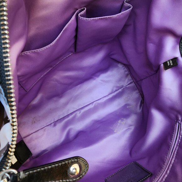 COACH H0968-14321 Madison Claire Op-Art Sateen Chain Link 2-Way Hobo Pur… - Picture 14 of 16